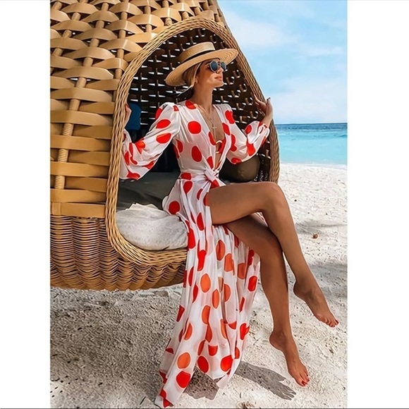 Dresses & Skirts - Bohemian Polka Dot Madness Swimsuit Coverup Beach Dress